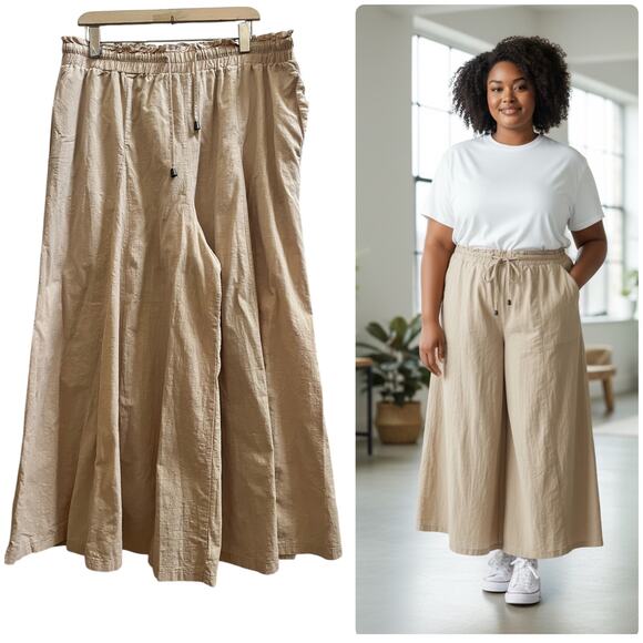 Scarlet Darkness Renaissance Pocket Wide Leg Palazzo Pants Size 2XL Beige - Picture 1 of 13